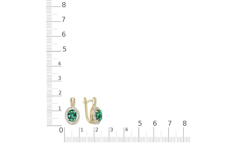 Серьги из жёлтого золота с 2 кварцами и 52 фианитами