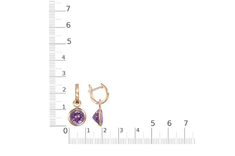 Серьги-трансформеры из красного золота с 2 аметистами
