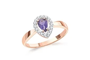 Кольцо из красного золота с иолитом и 16 фианитами