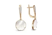 Серьги из красного золота с перламутром и 16 фианитами