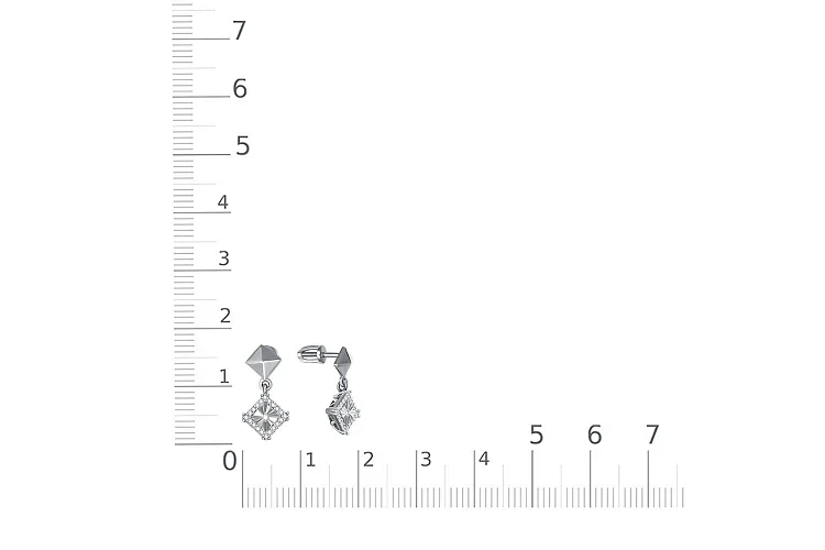 Серьги-пусеты Квадраты из белого золота с 42 бриллиантами