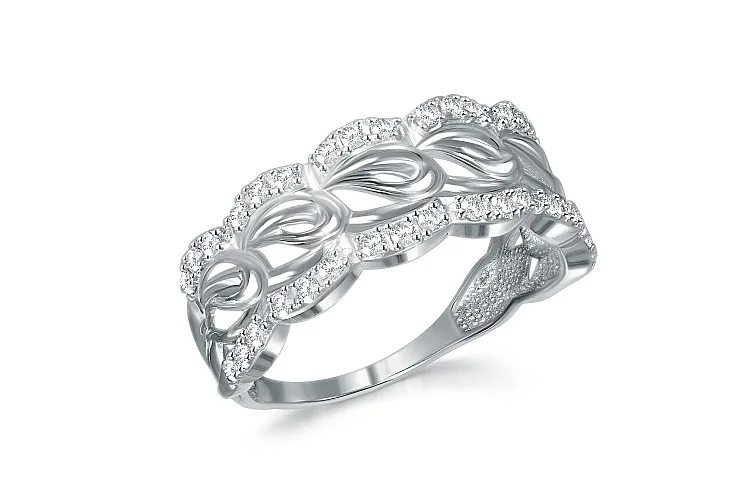 Кольцо дорожка из белого золота с 36 фианитами