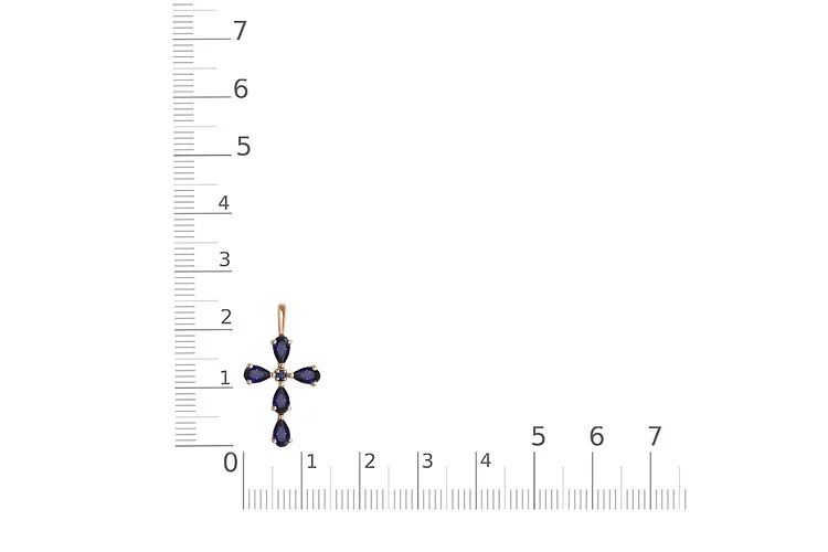 Крест из красного золота с 6 сапфирами