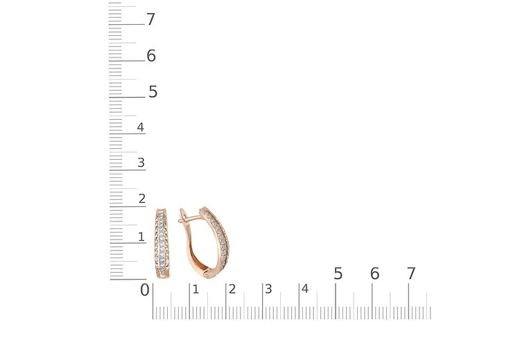 Серьги Дорожки из красного золота с 24 фианитами
