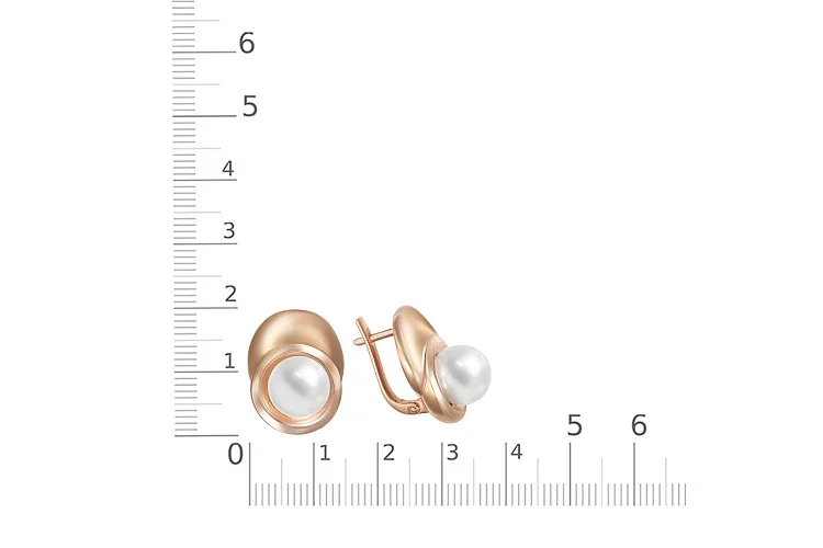 Серьги из красного золота с 2 жемчужинами
