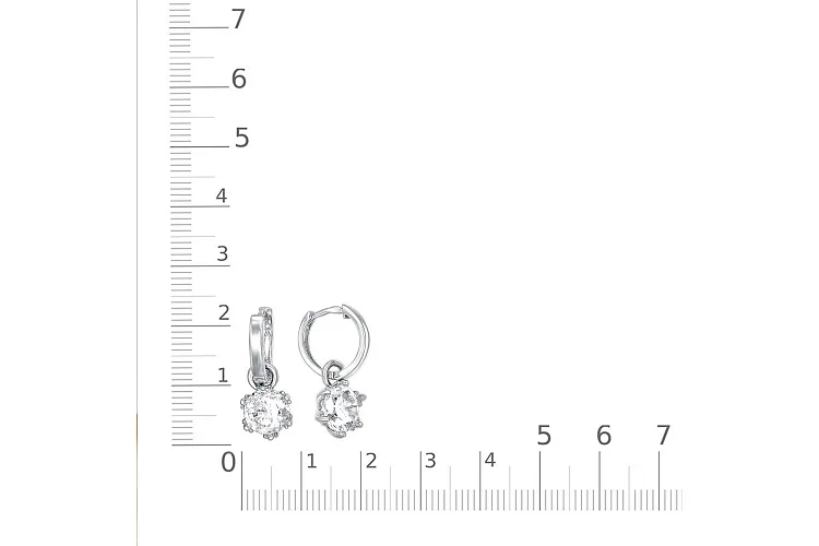 Серьги-трансформеры из белого золота с горным хрусталём