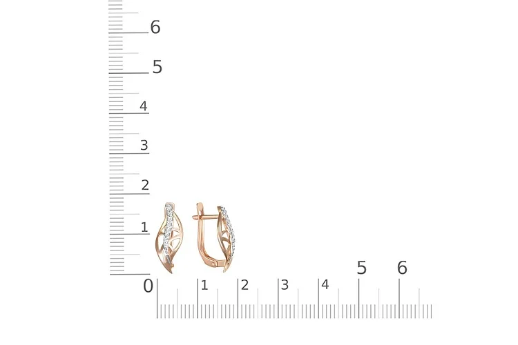 Серьги из красного золота с 16 фианитами