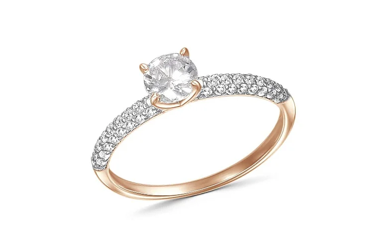 Кольцо из красного золота с 51 фианитами