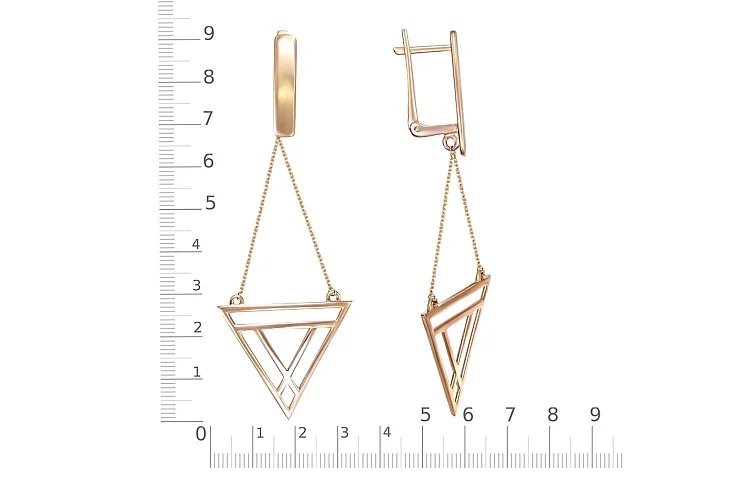 Серьги Треугольники из красного золота без вставок