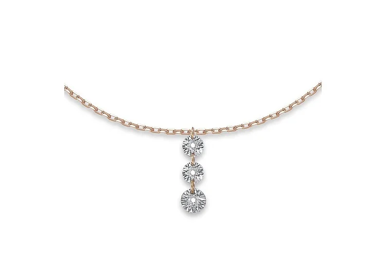 Колье из красного золота с 3 бриллиантами
