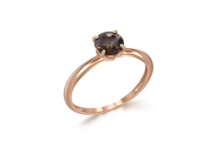 Кольцо из красного золота с раухтопазом