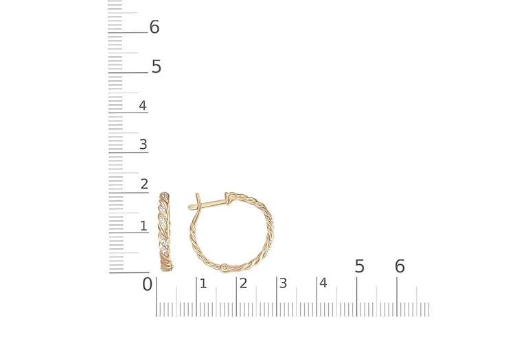 Серьги Дорожки из жёлтого золота с 12 бриллиантами