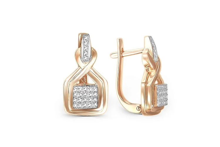 Серьги из красного золота с 50 бриллиантами