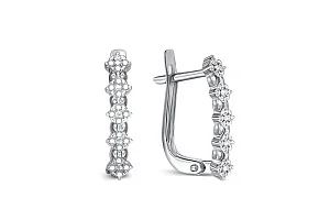 Серьги из белого золота с 40 фианитами
