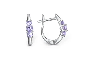 Серьги из белого золота с 6 танзанитами