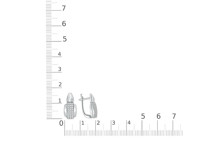 Серьги из белого золота с 48 фианитами