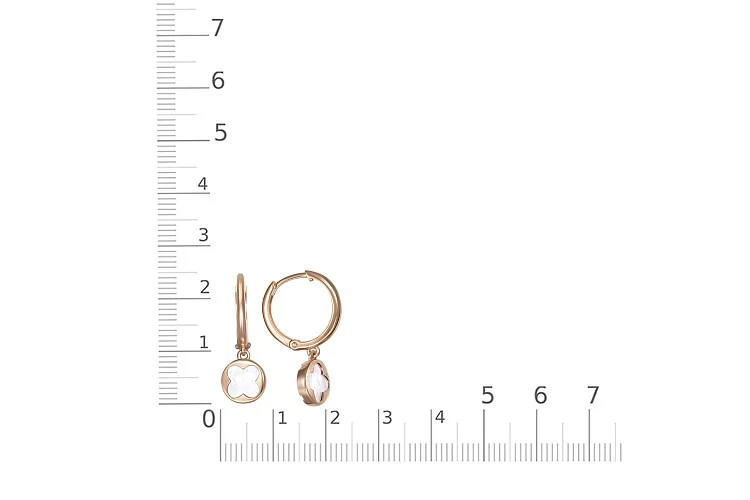 Серьги Клевер из красного золота с перламутром