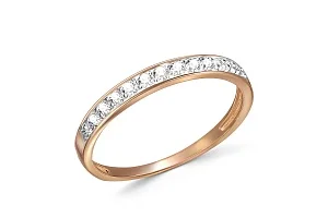 Кольцо Дорожка из красного золота с 13 фианитами