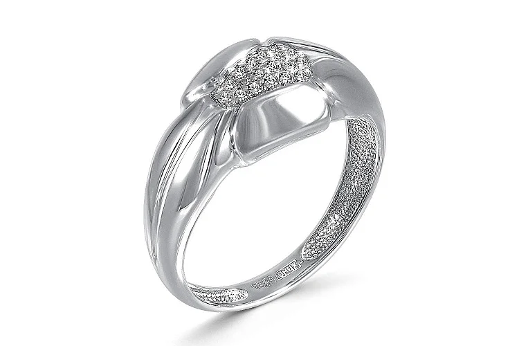 Кольцо из белого золота с 17 фианитами