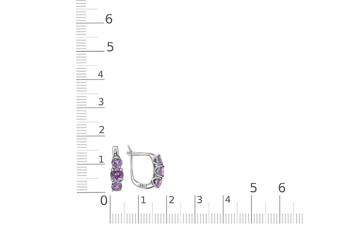 Серьги из белого золота с 6 аметистами