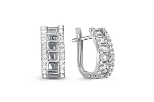 Серьги из белого золота с 44 фианитами