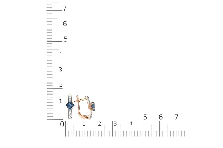 Серьги из красного золота с 2 топазами лондон и 12 фианитами