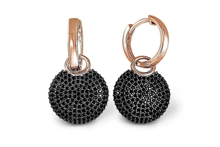 Серьги-трансформеры из красного золота с 304 фианитами