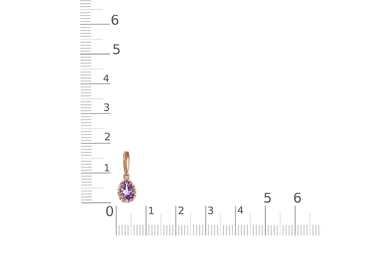 Подвеска капля из красного золота с аметистом