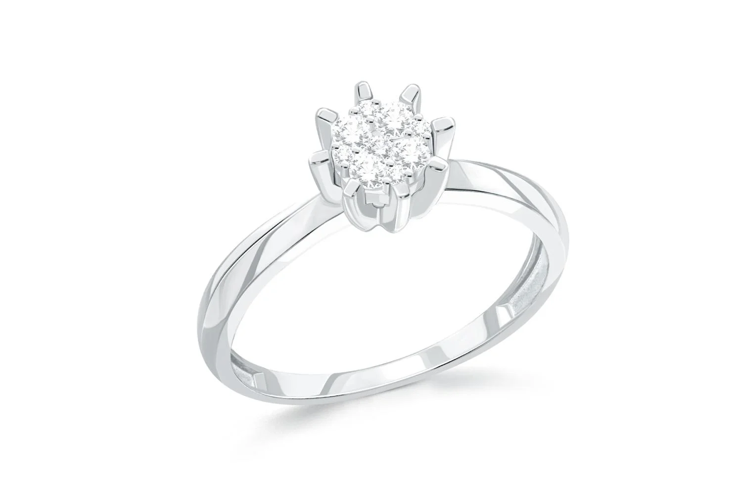 Кольцо Малинка из белого золота с 9 фианитами