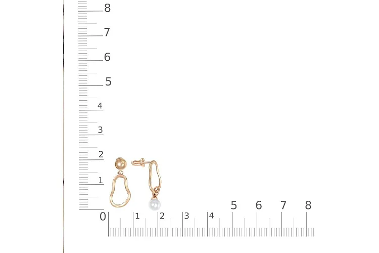 Серьги-пусеты из красного золота с жемчугом