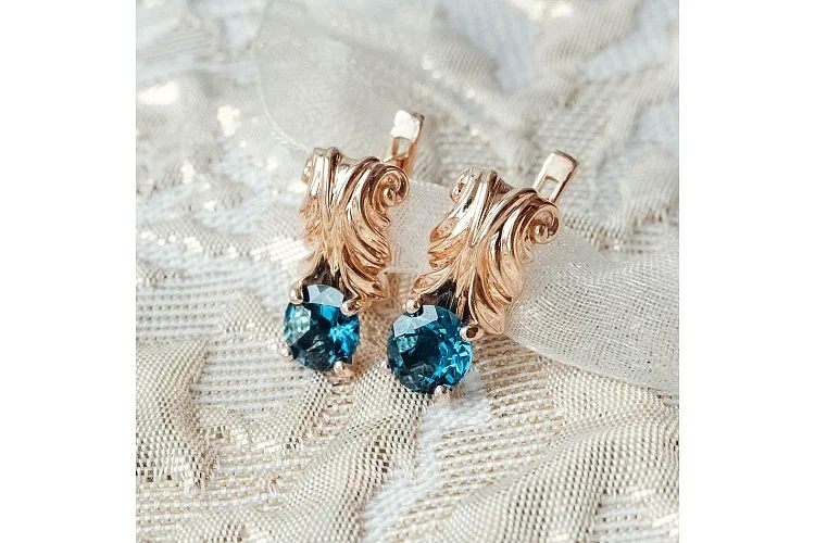 Серьги из красного золота с 2 топазами лондон