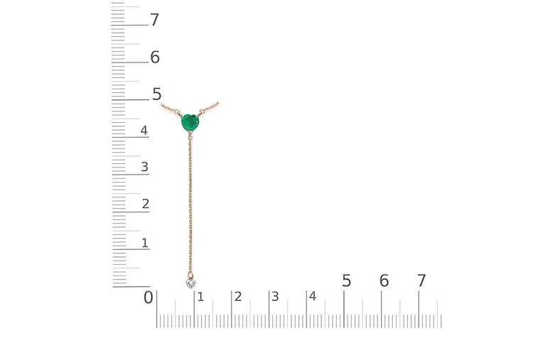 Колье Сердце из красного золота с изумрудом и фианитом