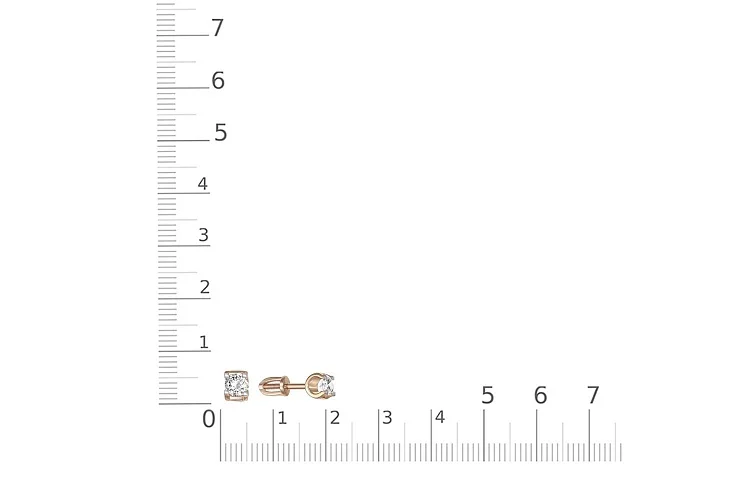 Серьги-пусеты из красного золота с 2 фианитами