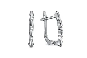 Серьги из белого золота с 6 фианитами