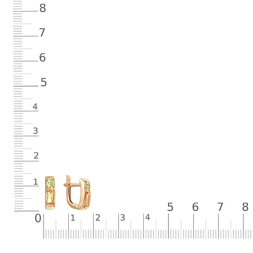 Серьги из красного золота с 2 цитринами и 2 хризолитами