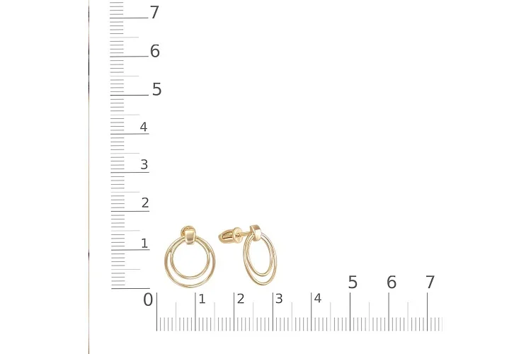 Серьги-пусеты Круги из жёлтого золота без вставок