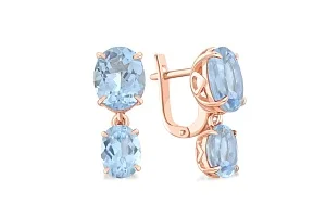 Серьги из красного золота с 4 топазами sky