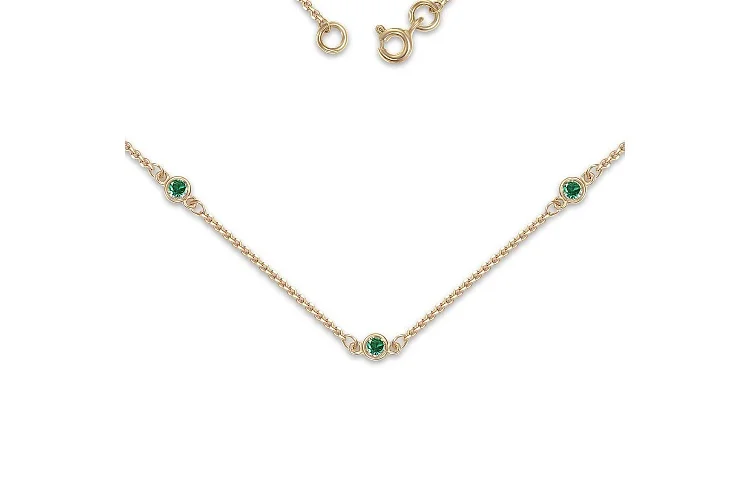 Колье из жёлтого золота с 3 изумрудами