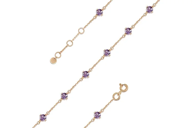 Браслет из красного золота с 8 аметистами