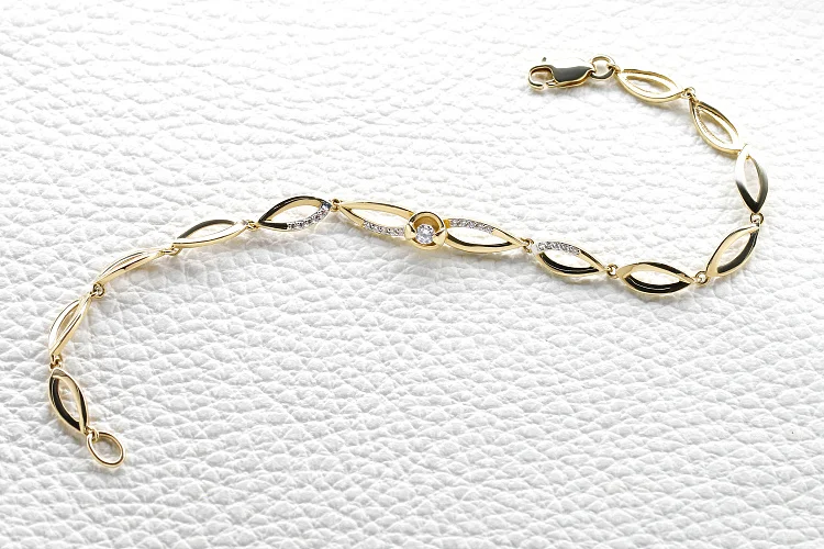 Браслет из жёлтого золота с 21 фианитами