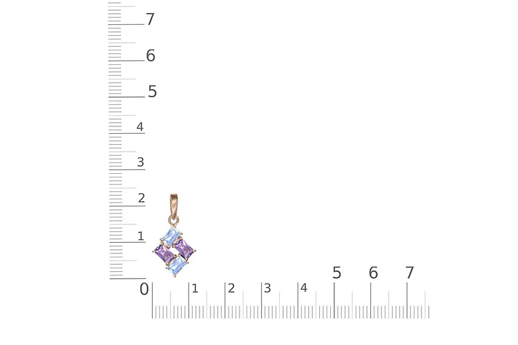 Подвеска из красного золота с 2 аметистами и 2 топазами sky