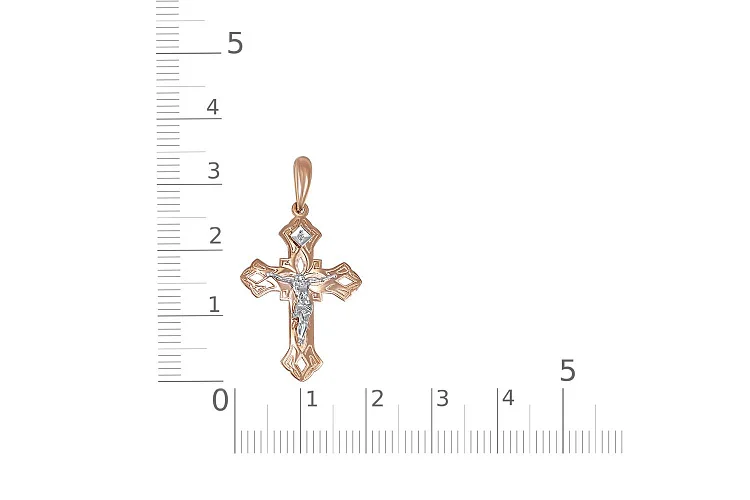 Крест из красного золота с фианитом