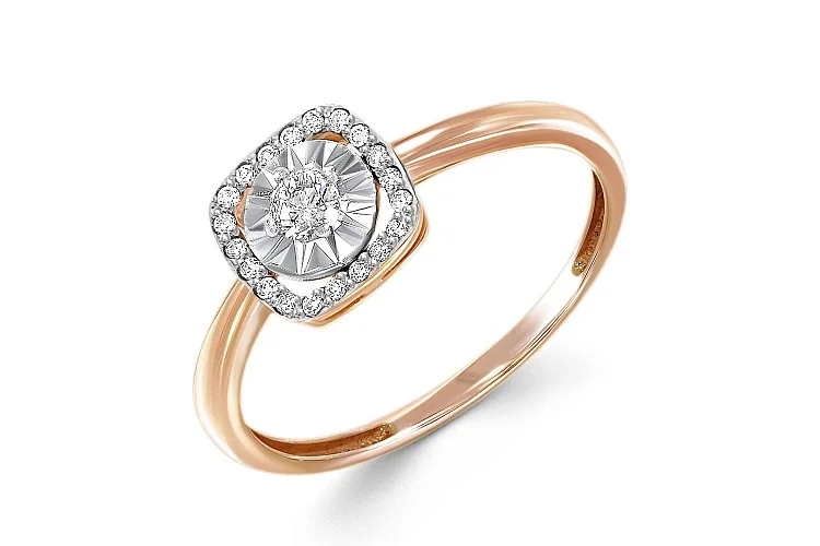 Кольцо из красного золота с 21 бриллиантами