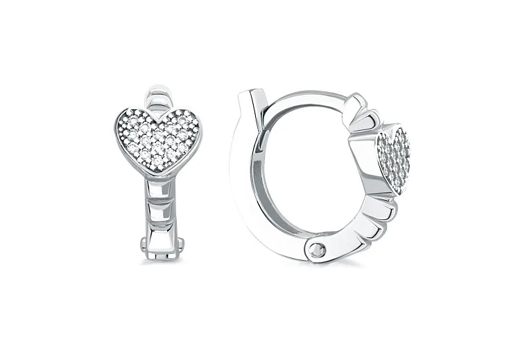 Серьги из белого золота с 30 фианитами