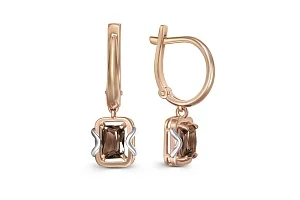 Серьги из красного золота с 2 раухтопазами