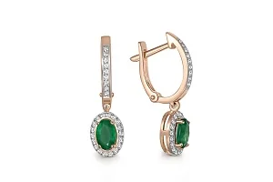 Серьги из красного золота с 2 изумрудами и 54 бриллиантами