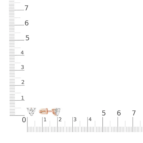 Серьги-пусеты из красного золота с 2 фианитами