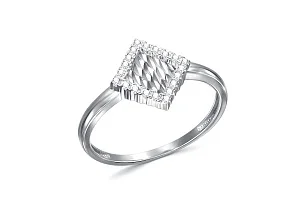 Кольцо из белого золота с 20 фианитами