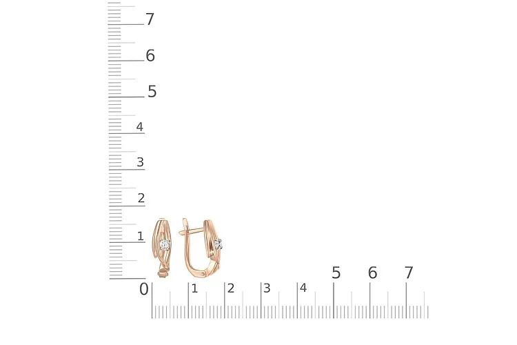 Серьги из красного золота с 2 фианитами