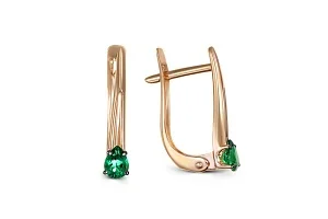 Серьги из красного золота с 2 изумрудами